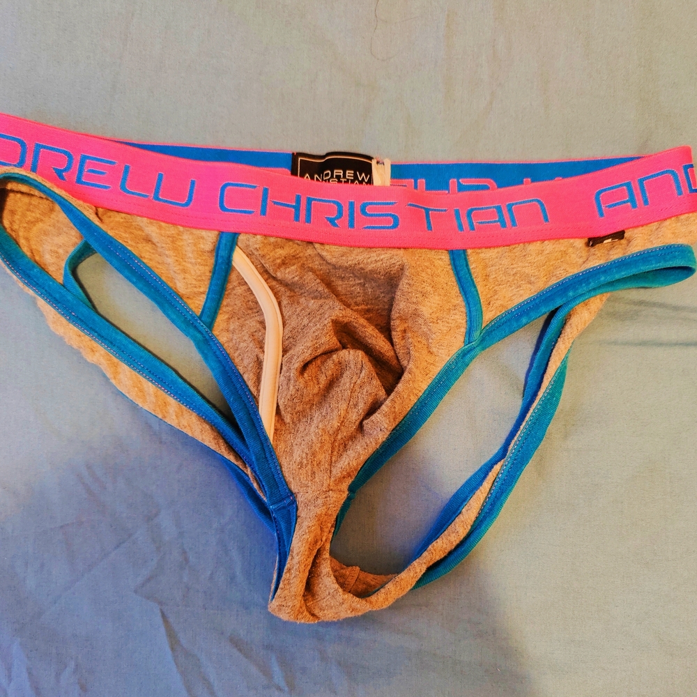 Andrew Christian Men's Underwear - Gray with Blue Accents